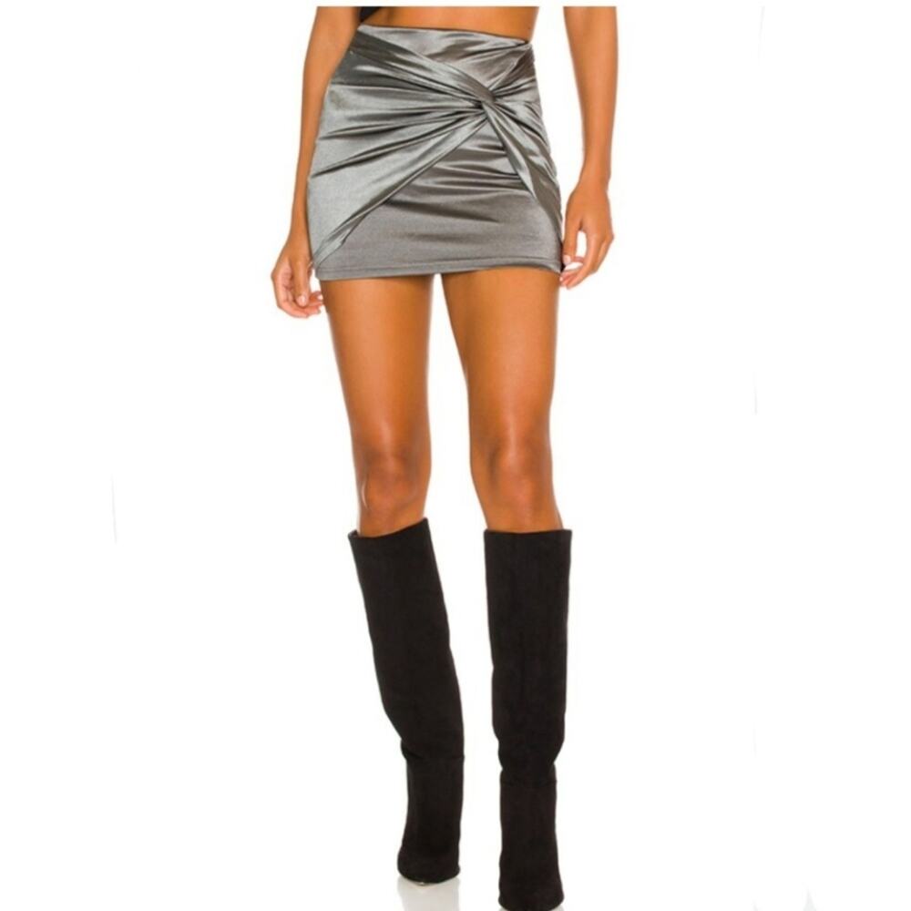 Superdown Samara Knot Mini Skirt in Silver